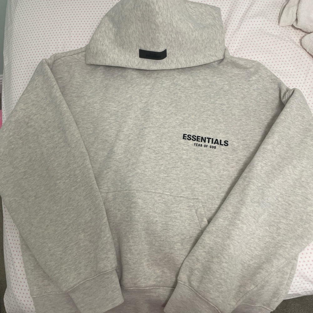 Essentials Light Gray Cotton-Blend Hoodie